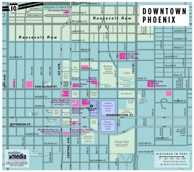 Mapa do centro da cidade de Phoenix